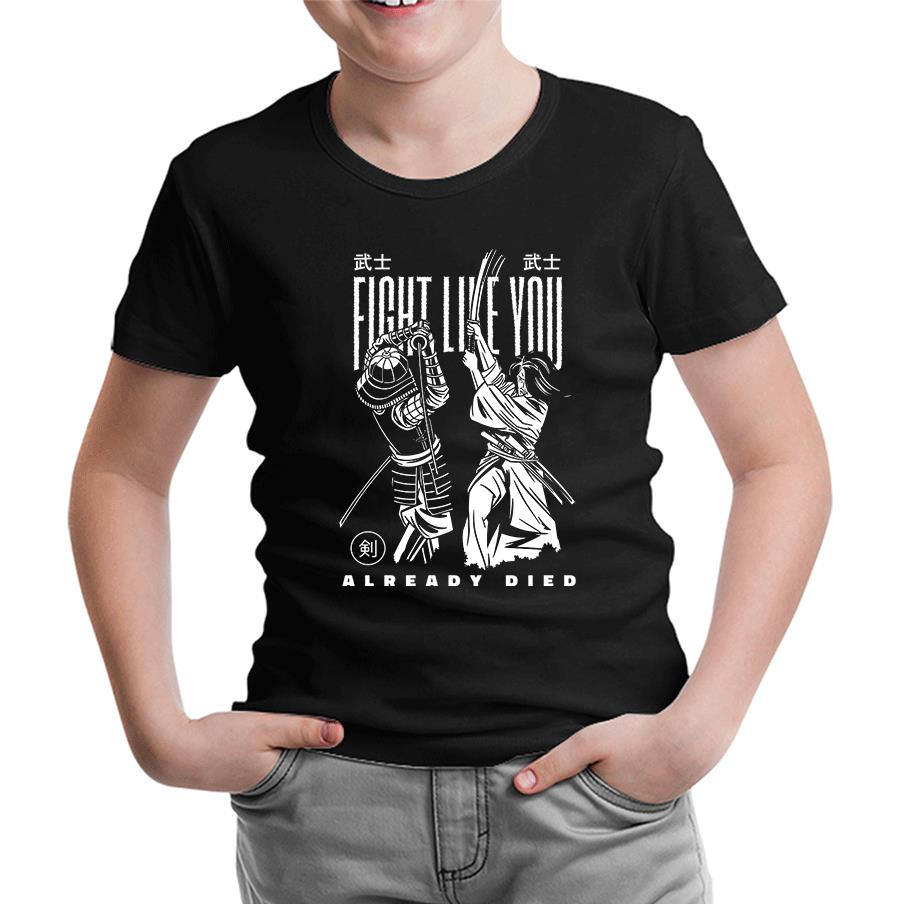 Dragon with Moon and Flowers Siyah Çocuk Tshirt