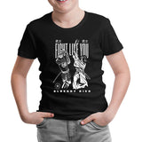 Dragon with Moon and Flowers Siyah Çocuk Tshirt