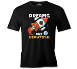 Dreams are Beautiful Space Rocket for Kids Black Men's Tshirt