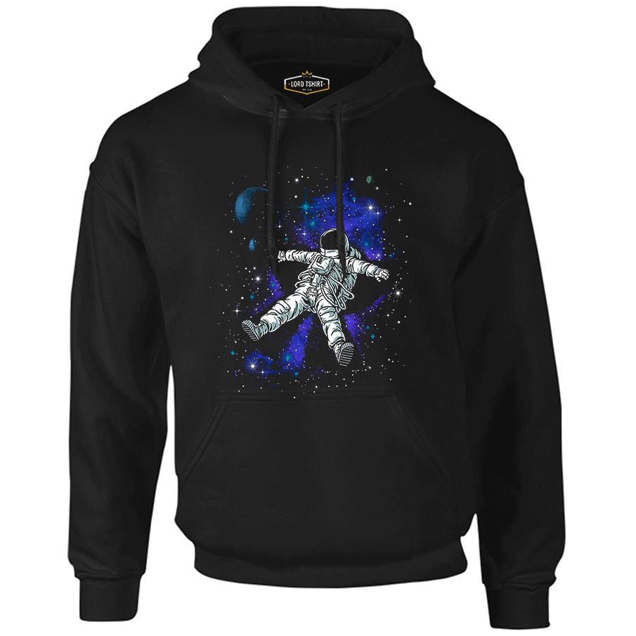 Dreams in Space Siyah Erkek Fermuarsız Kapşonlu