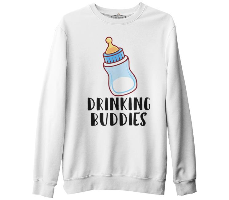 Drinking Buddies - Milk Beyaz Erkek Kalın Sweatshirt