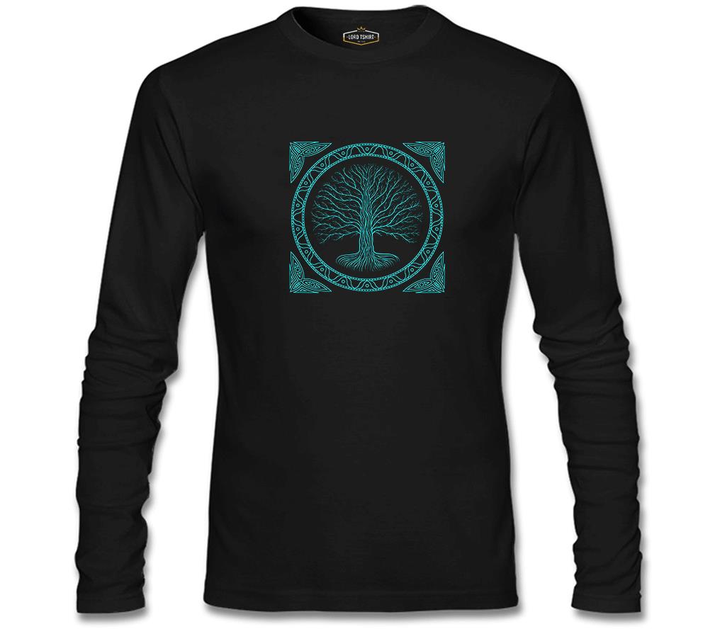 Druidic Yggdrasil - Hayat Ağacı Siyah Erkek Sweatshirt