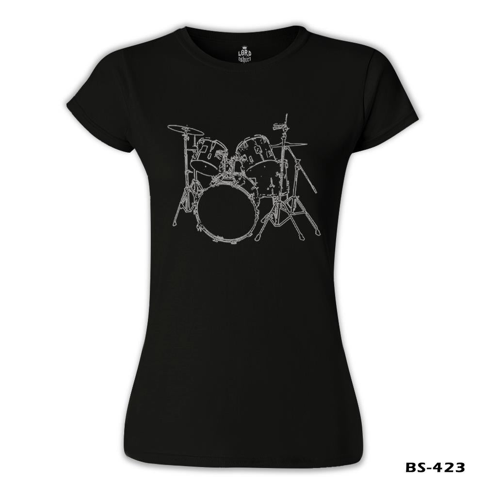 Drummer - Bateri Siyah Kadın Tshirt