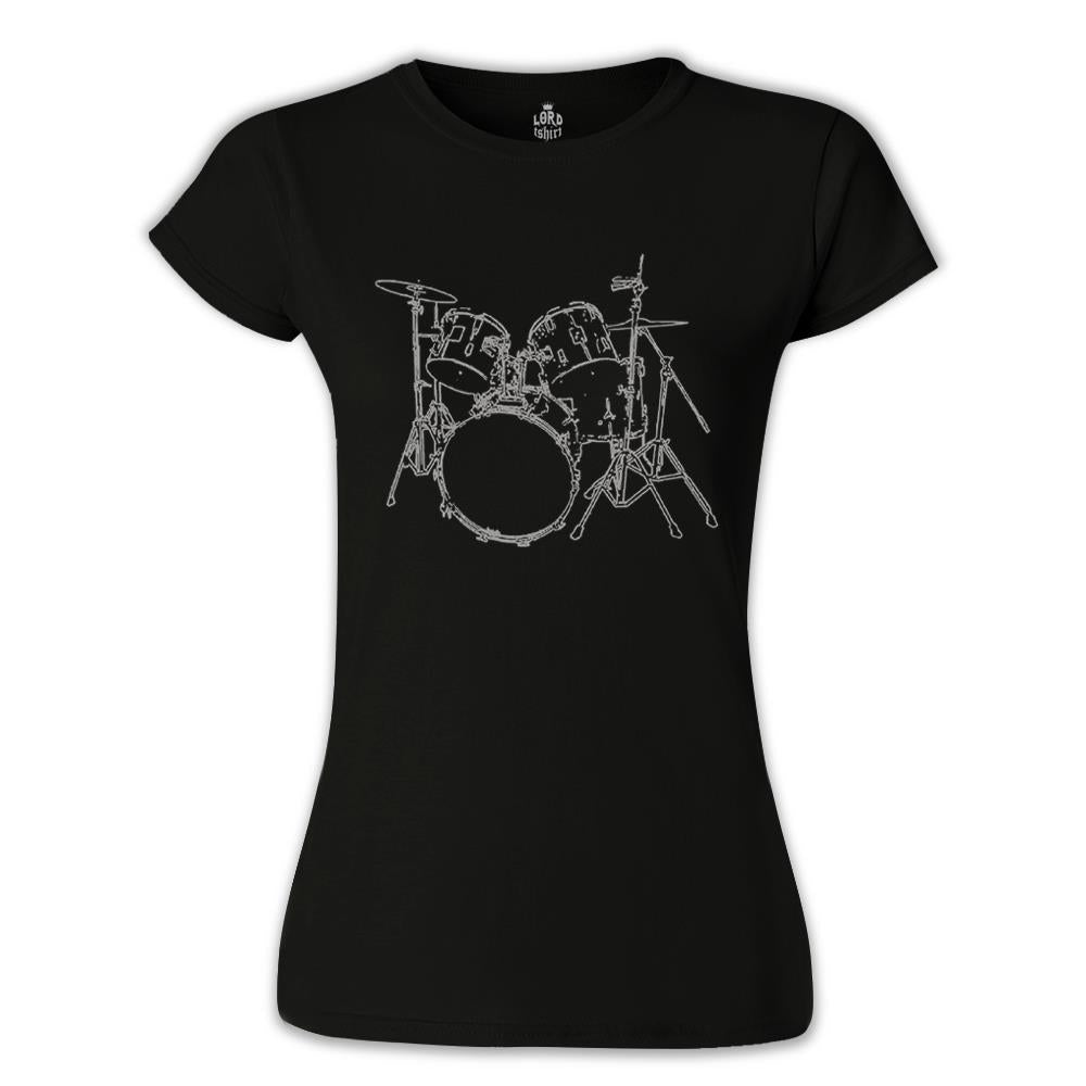 Drummer - Bateri Siyah Kadın Tshirt