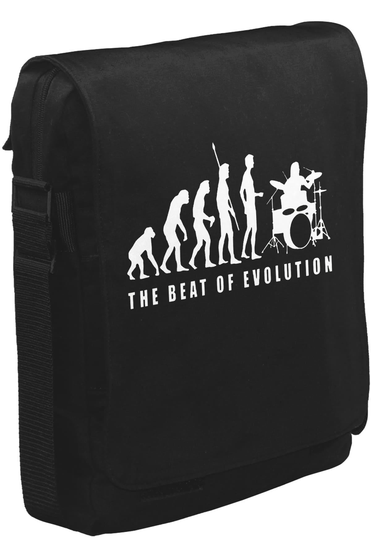 Drummer - The Beat of Evolution Unisex Siyah Postacı Çanta