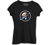 Rocket Printed Black Women's Tshirt from Earth to Space 