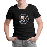 Black Children's T-Shirt with Rocket Print from Earth to Space 