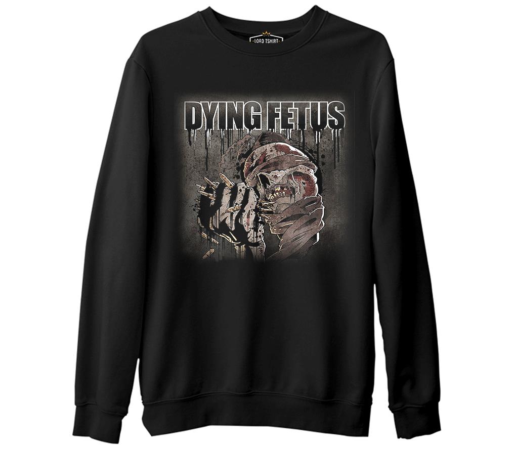 Dying Fetus - Skull  Siyah Erkek Kalın Sweatshirt