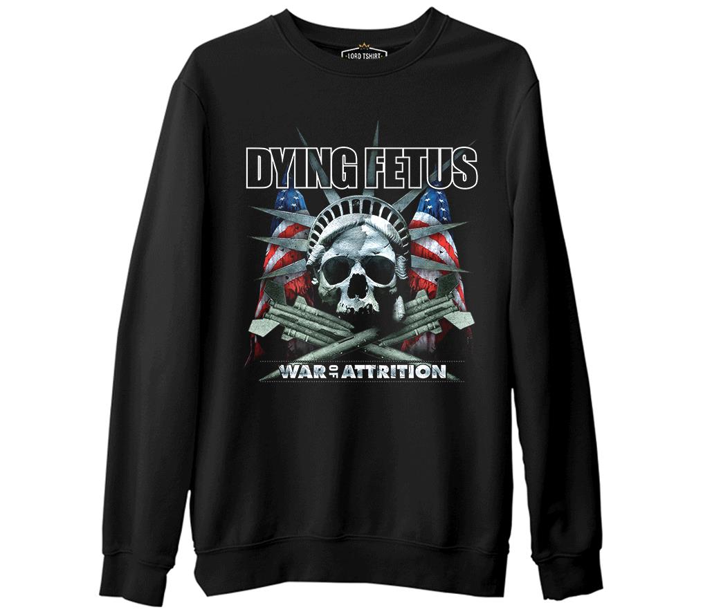 Dying Fetus - War of Attrition  Siyah Erkek Kalın Sweatshirt