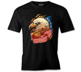 Eagle and American Flag Black Men's Tshirt