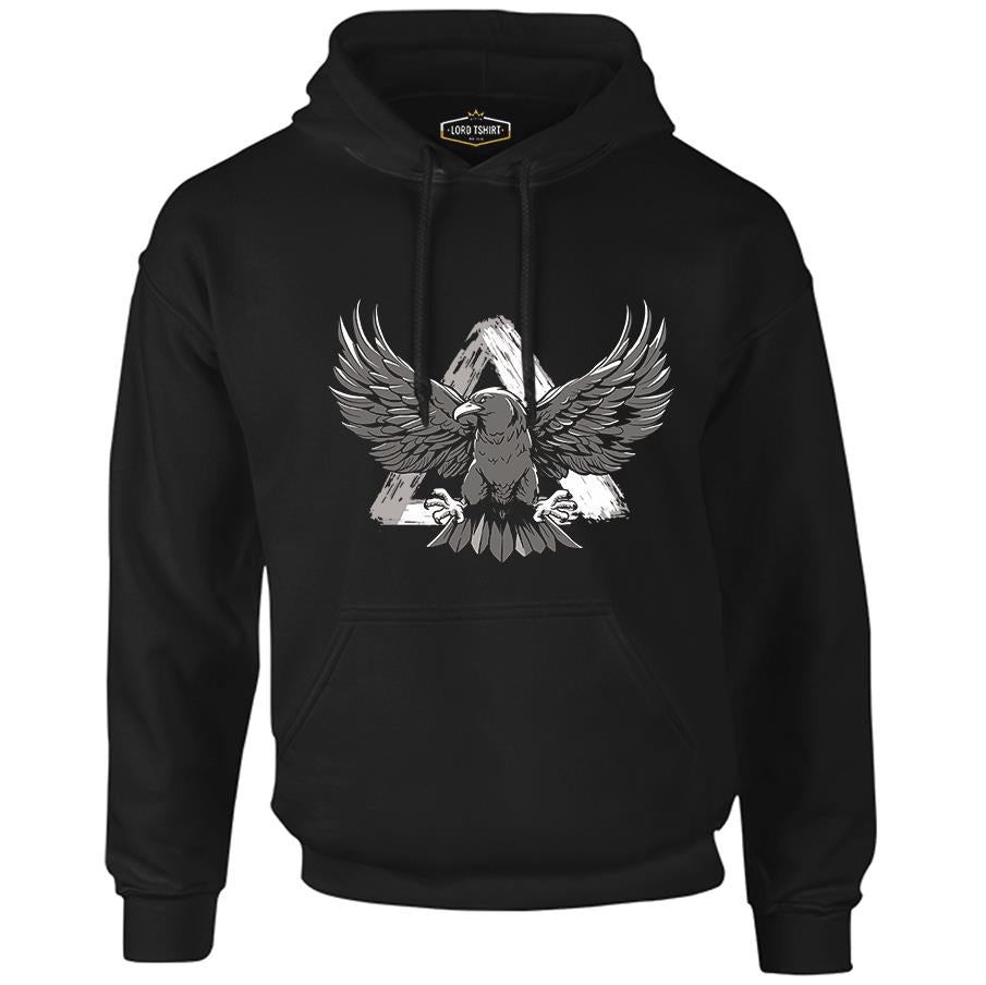 Eagle Flying Against a Triangle Black Men's Zipperless Hoodie