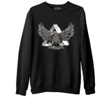 Eagle Flying Against a Triangle Siyah Erkek Kalın Sweatshirt