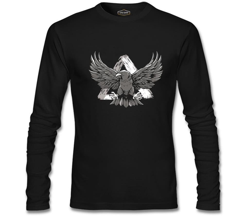Eagle Flying Against a Triangle Siyah Erkek Sweatshirt