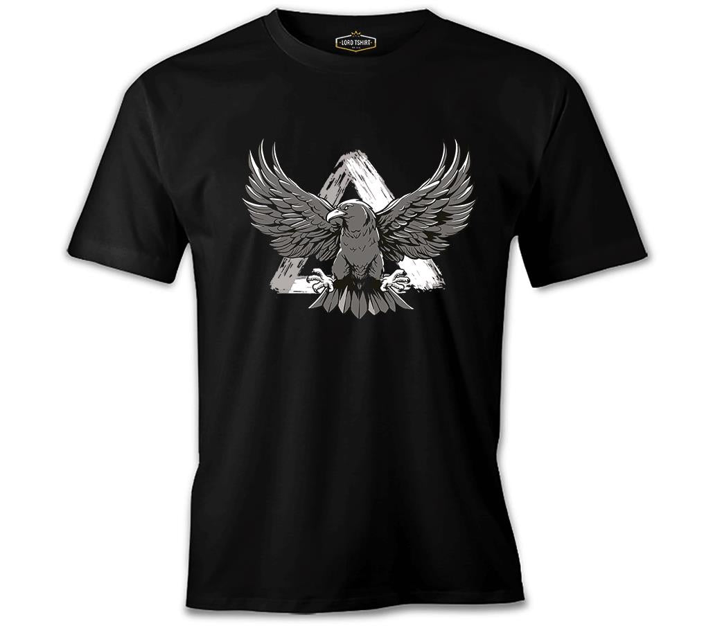 Eagle Flying Against a Triangle Black Men's Tshirt