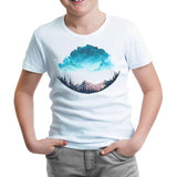 Earth Under Clouds Beyaz Çocuk Tshirt