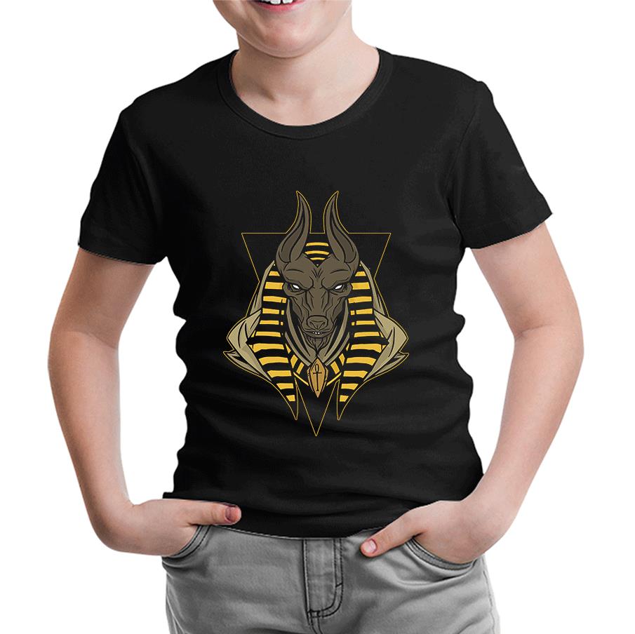 Egyptian God Anubis Siyah Çocuk Tshirt