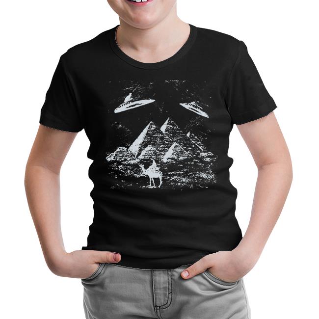 Egyptian Pyramids and Aliens Black Kids Tshirt