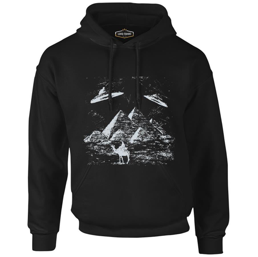 Egyptian Pyramids and Aliens Black Men's Zipperless Hoodie