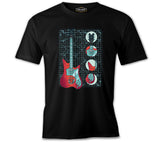 Electric Guitar and Its Parts on Grid Background Black Men's Tshirt