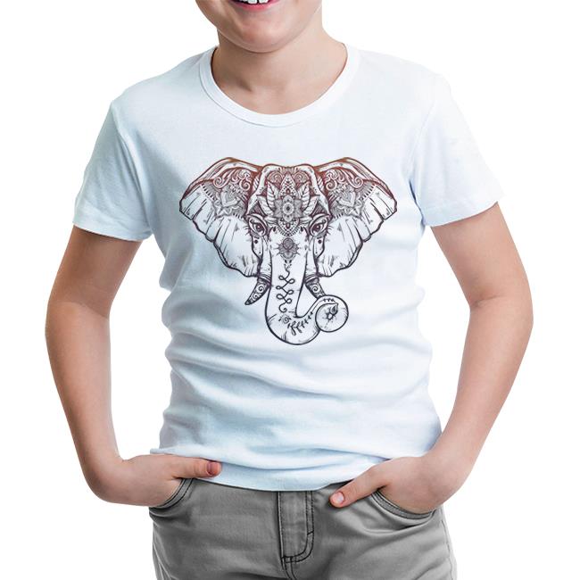 Elephant and Tattoo Beyaz Çocuk Tshirt
