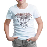 Elephant and Tattoo White Kids Tshirt