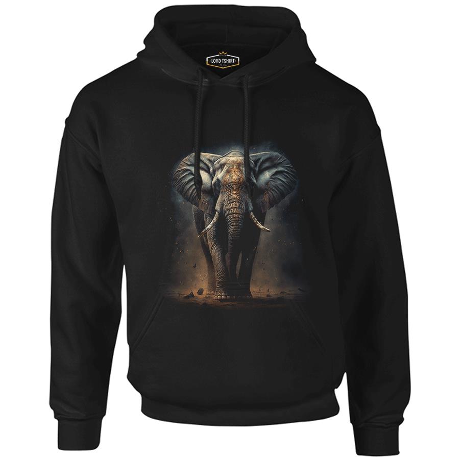 Elephant Walking in the Dust Black Men's Zipperless Hoodie
