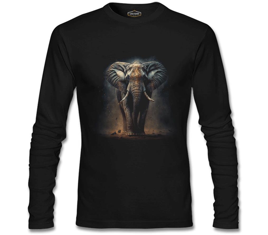 Elephant Walking in the Dust Black Men's Sweatshirt