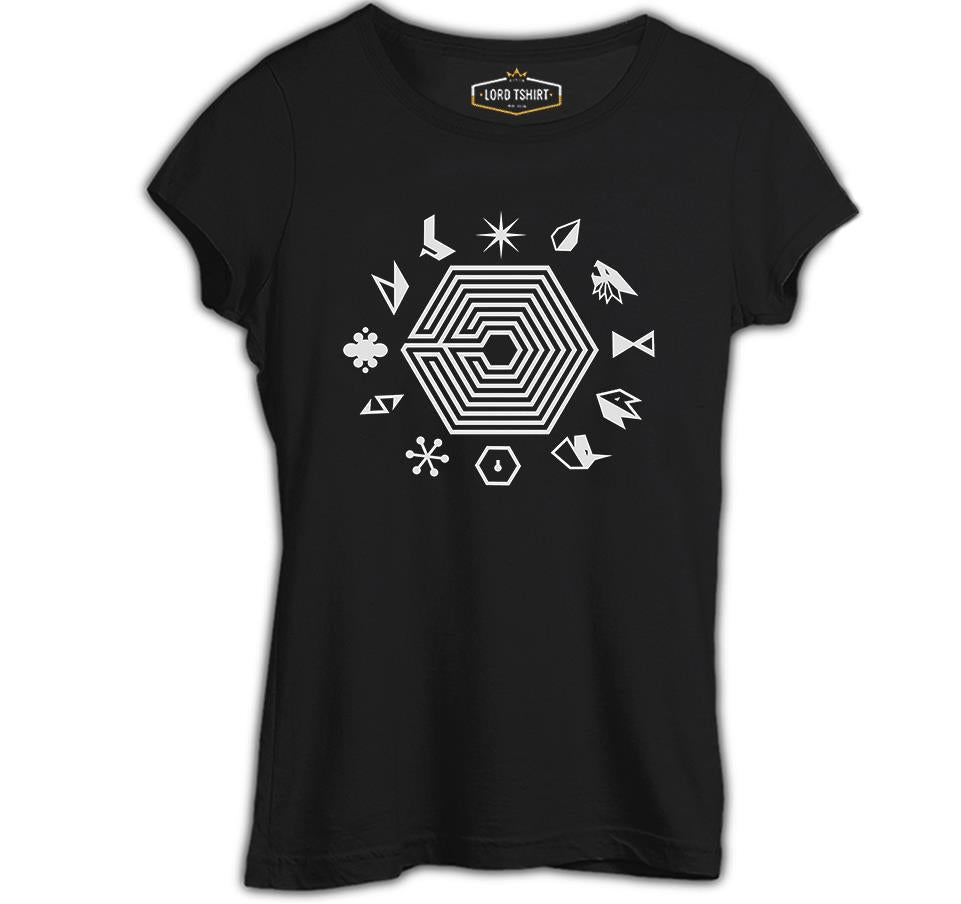 EXO - Exoplanet Siyah Kadın Tshirt