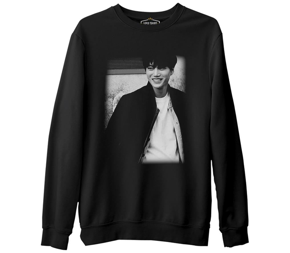 EXO - Kai  Siyah Erkek Kalın Sweatshirt