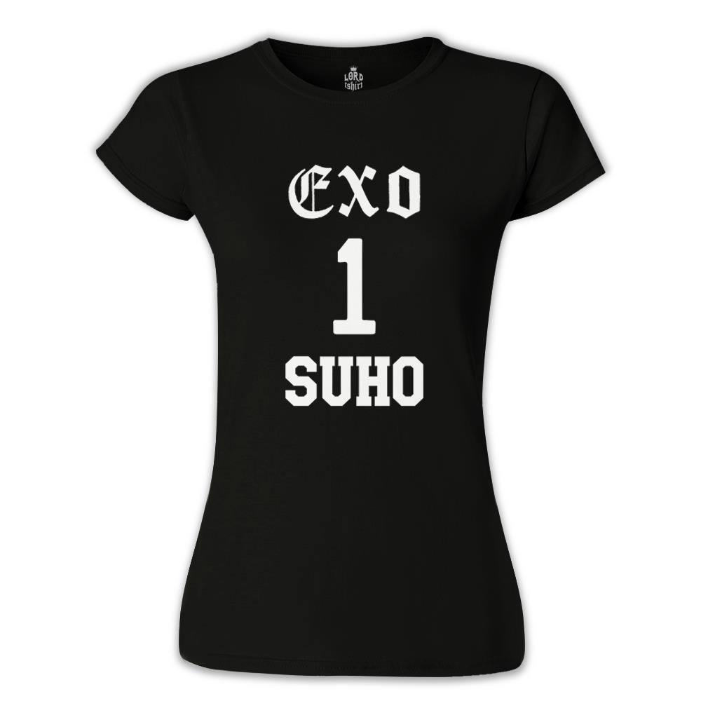 EXO - Suho Siyah Kadın Tshirt