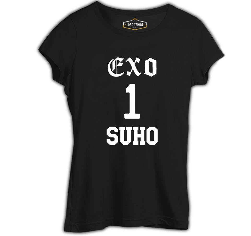 EXO - Suho Siyah Kadın Tshirt