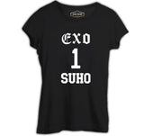 EXO - Suho Siyah Kadın Tshirt