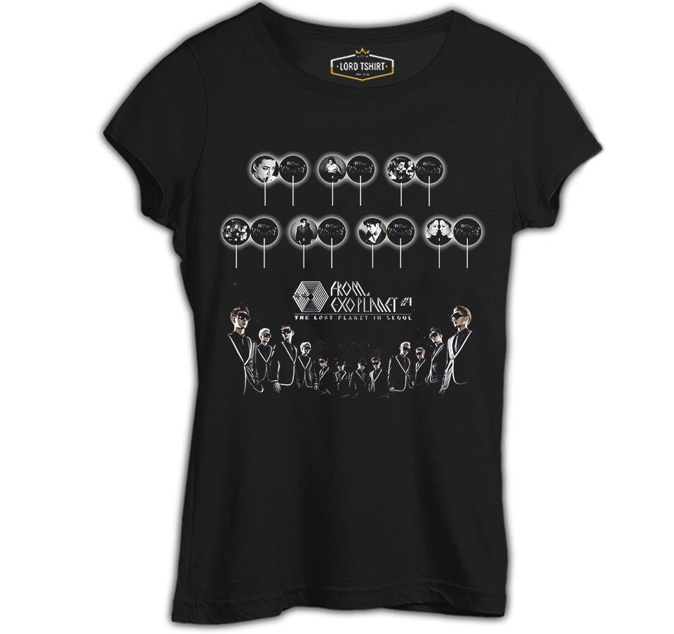 EXO - The Lost Planet Siyah Kadın Tshirt