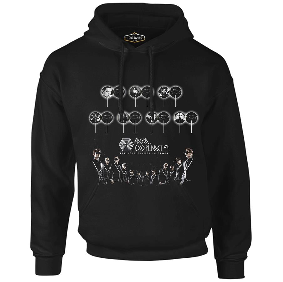 EXO - The Lost Planet Siyah Erkek Fermuarsız Kapşonlu