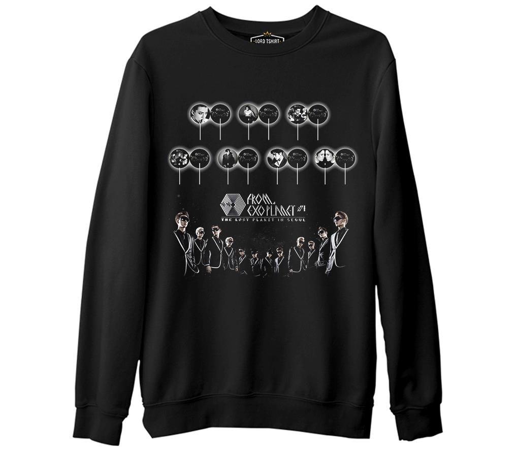 EXO - The Lost Planet  Siyah Erkek Kalın Sweatshirt