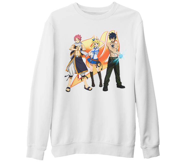 Fairy Tail 1 Beyaz Kalın Sweatshirt