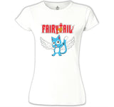Fairy Tail - Happy Beyaz Kadın Tshirt