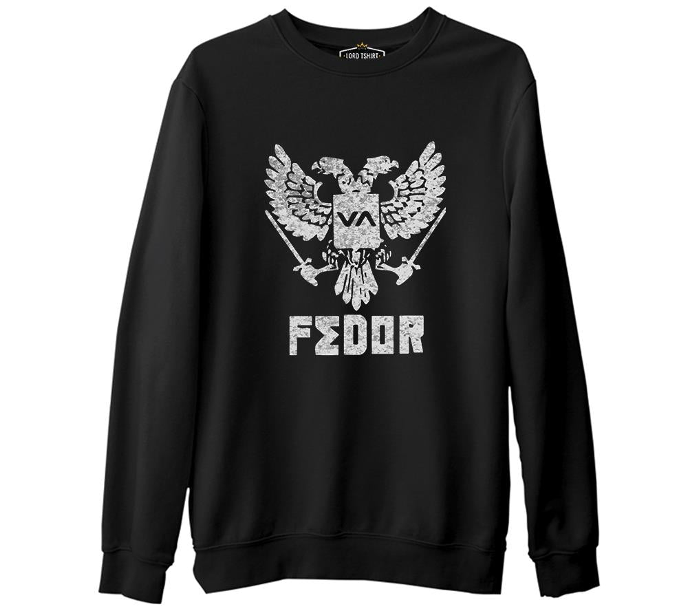 Fedor - Logo  Siyah Erkek Kalın Sweatshirt
