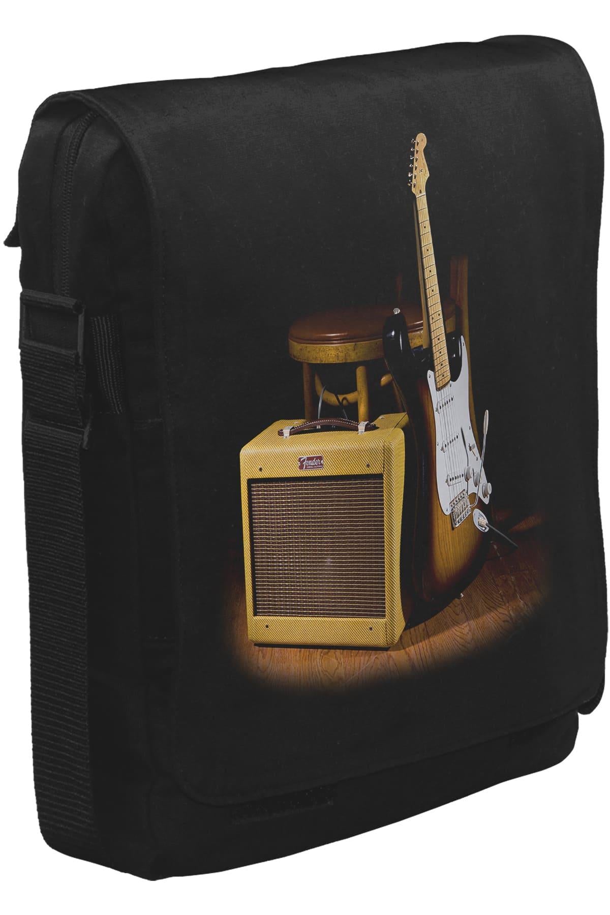 Fender and the Rock 'n Roll Unisex Siyah Postacı Çanta