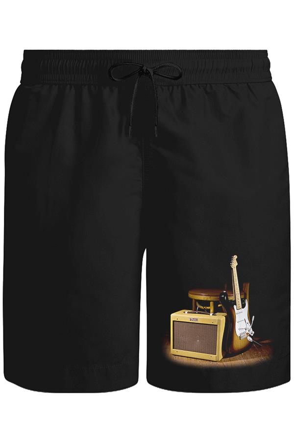 Fender and the Rock 'n Roll Unisex Siyah Şort