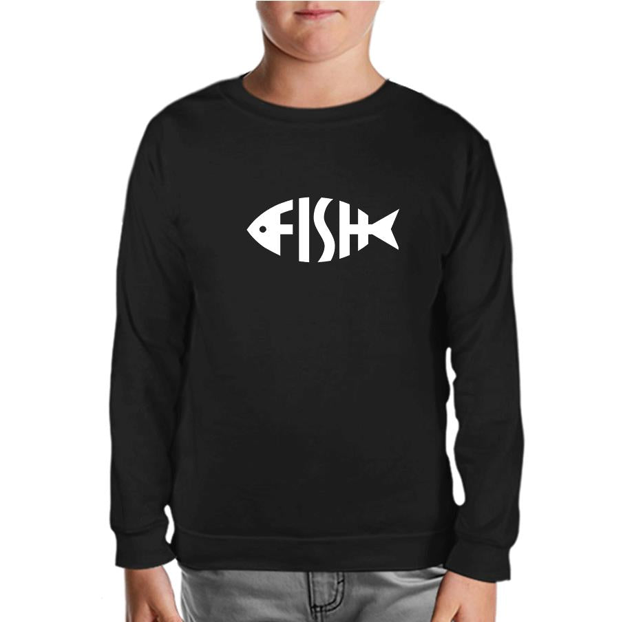 Fish with Letters Black Kids Sweatshirt