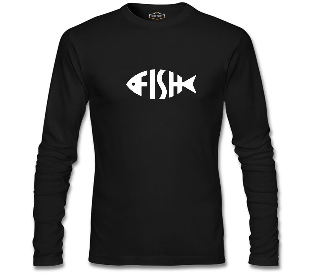 Fish with Letters Siyah Erkek Sweatshirt