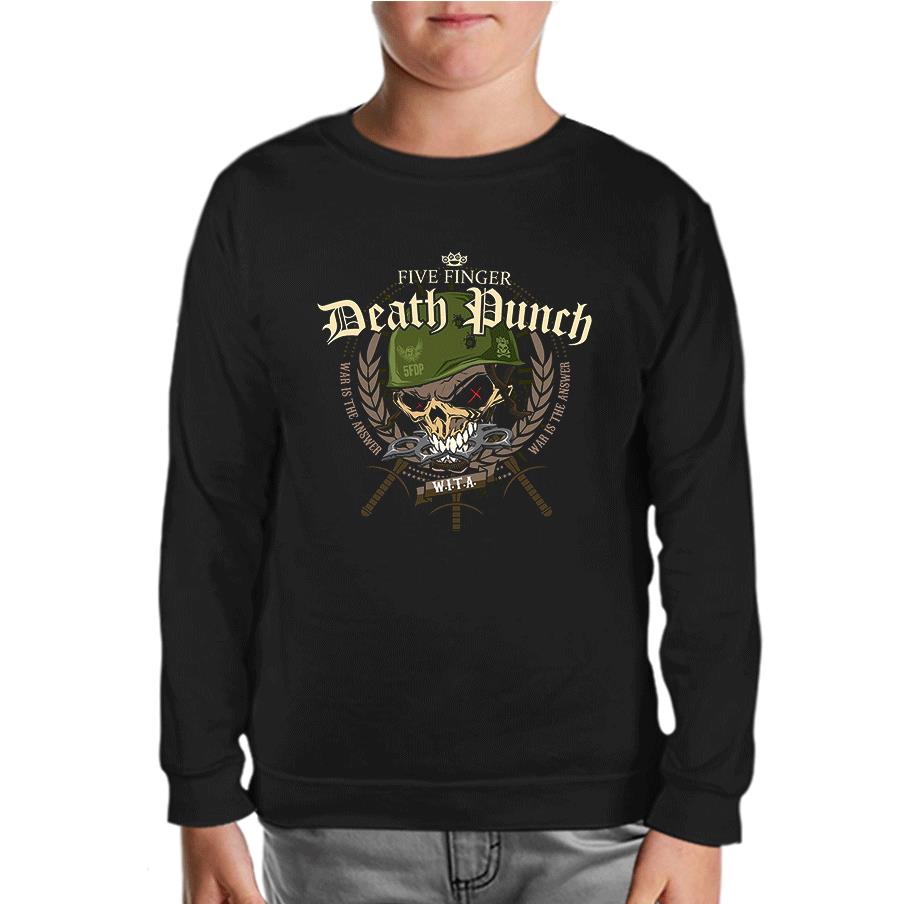 Five Finger Death Punch Poster - Warhead Black Kids Sweatshirt