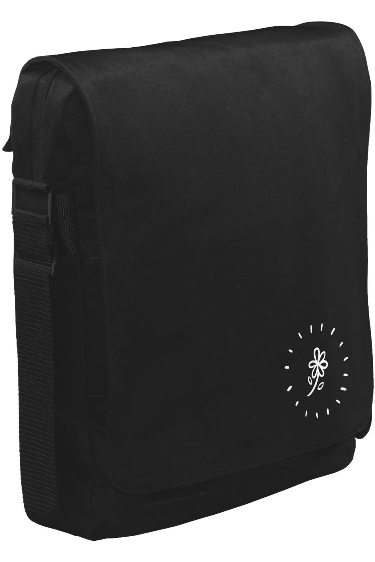 Flower Shining Unisex Black Messenger Bag 