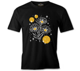 Flowers with Stars Yellow Circles Black Men's Tshirt