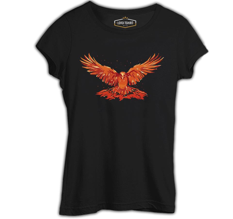 Flying Phoenix Bird  Siyah Kadın Tshirt