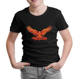 Flying Phoenix Bird  Siyah Çocuk Tshirt