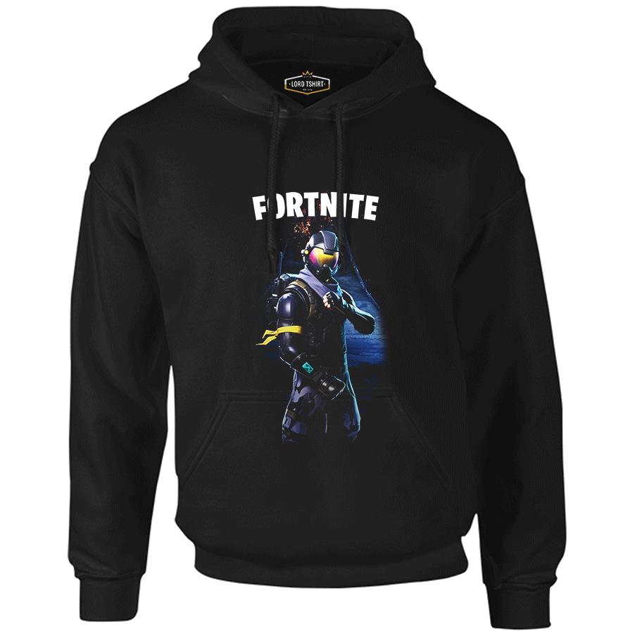 Fortnite - Data Siyah Erkek Fermuarsız Kapşonlu