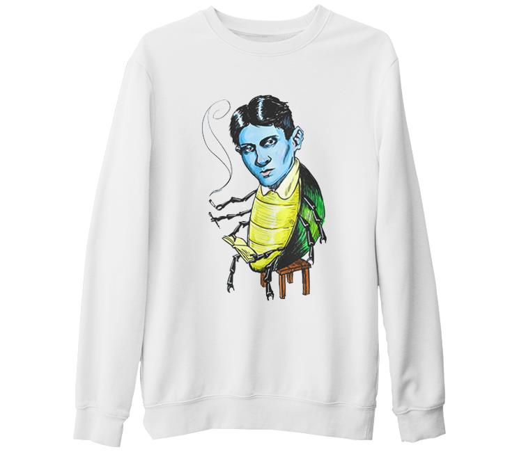 Franz Kafka Beyaz Kalın Sweatshirt