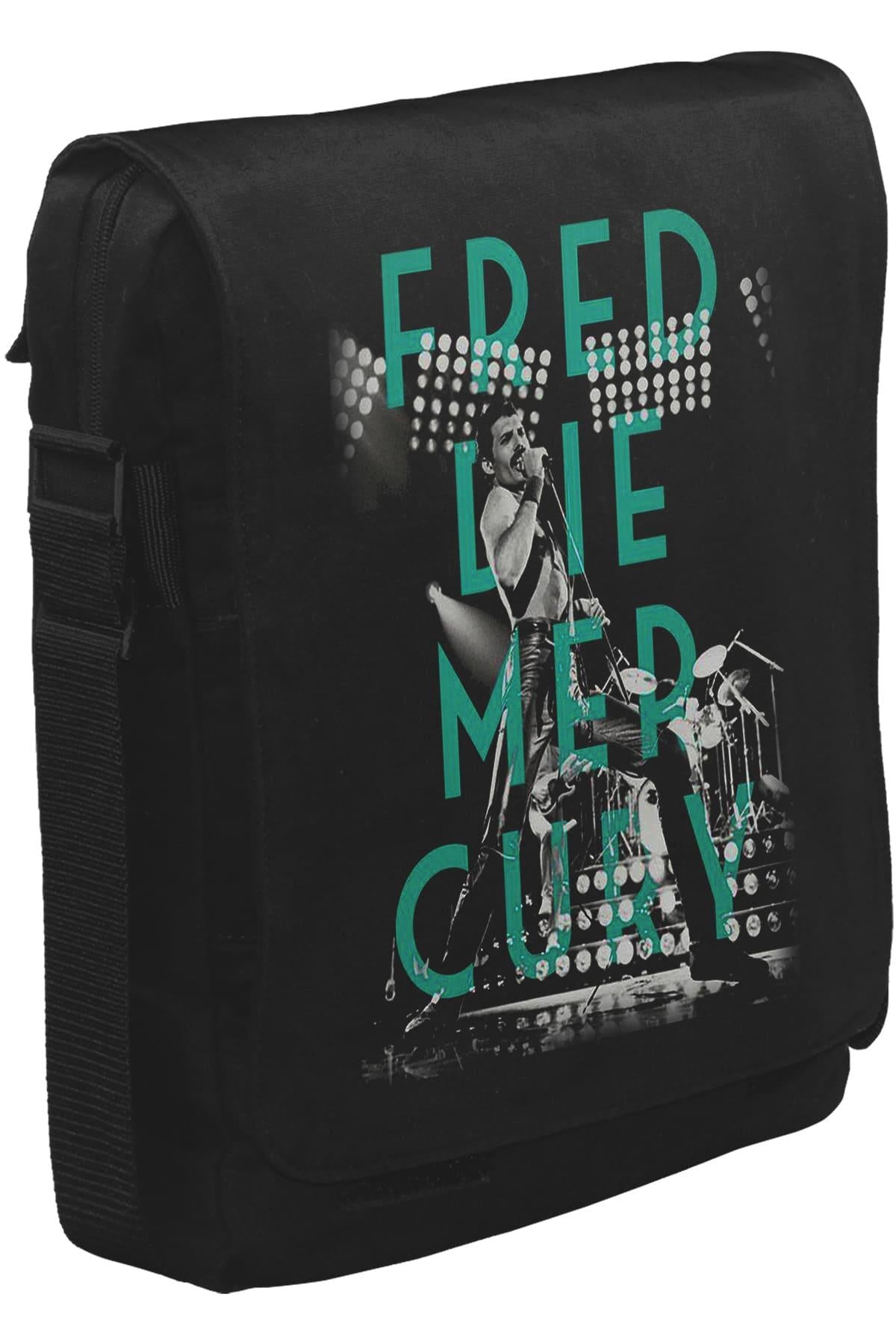 Freddie Mercury Unisex Siyah Postacı Çanta